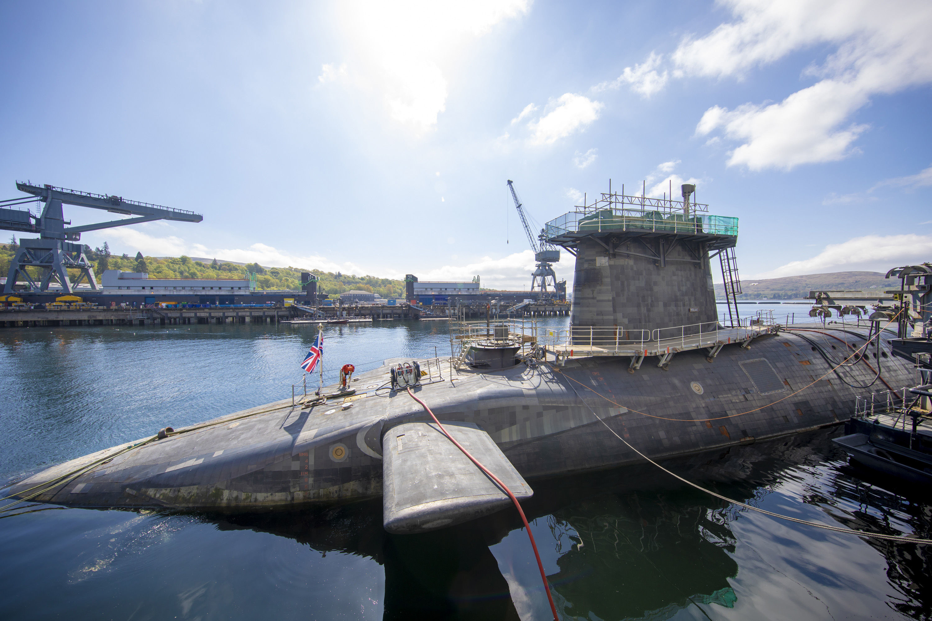HMS Vigilant nuclear submarine at HM Naval Base Clyde, Faslane.